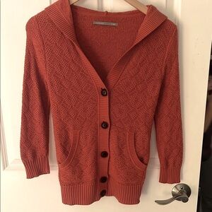 Rubbish Burnt Orange Cotton Button-Up hooded Sweater size small